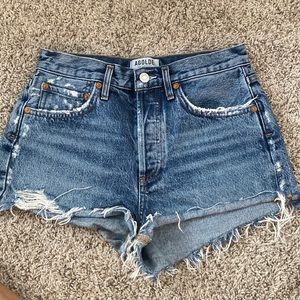 AGOLDE dark wash jean shorts